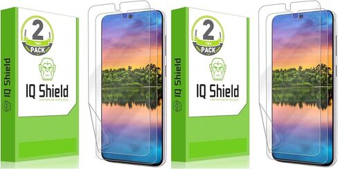 واقي شاشة IQShield مكون من قطعتين لهاتف Samsung Galaxy S22 5G 6.1 بوصة، سهل التركيب، مضاد للخدش، مضاد للفقاعات، طبقة TPU شفافة in Kuwait
