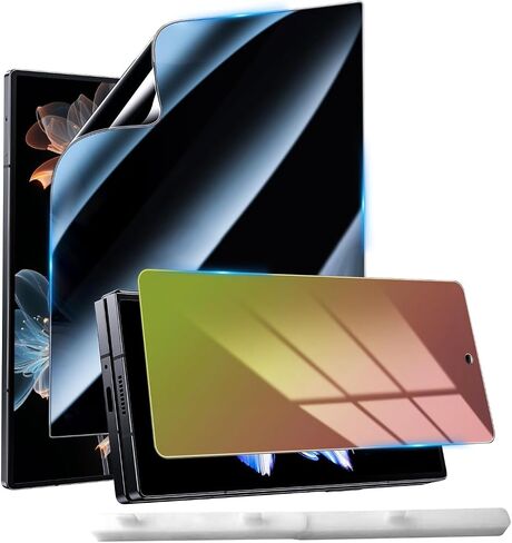 for Samsung Galaxy Z Fold 5 Privacy Screen Protector, Gradient Color Anti Blue Light Tempered Glass Front Saver + Black Big Inner TPU Anti Spy Film + Easy Install Frame, 0 Bubble Anti Scratch in Kuwait