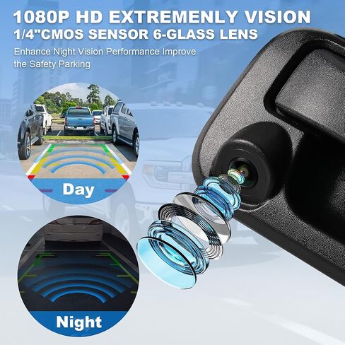 Rear Tailgate Handle Backup Camera Compatible with with 2005-2014 Ford F150, 2008-2016 F250 F350 F450 F550 Super Duty, 2007-2010 Explorer, 170° Viewing Angle, Replace# 8L3Z9943400AC in Saudi Arabia