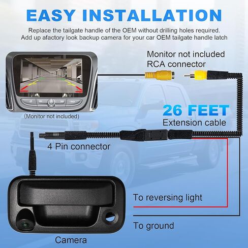Rear Tailgate Handle Backup Camera Compatible with with 2005-2014 Ford F150, 2008-2016 F250 F350 F450 F550 Super Duty, 2007-2010 Explorer, 170° Viewing Angle, Replace# 8L3Z9943400AC in Saudi Arabia