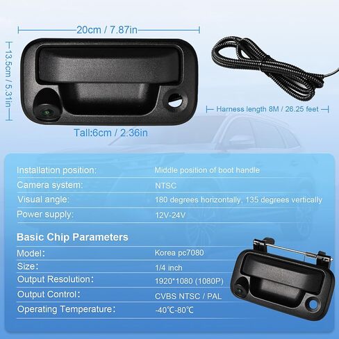 Rear Tailgate Handle Backup Camera Compatible with with 2005-2014 Ford F150, 2008-2016 F250 F350 F450 F550 Super Duty, 2007-2010 Explorer, 170° Viewing Angle, Replace# 8L3Z9943400AC in Saudi Arabia