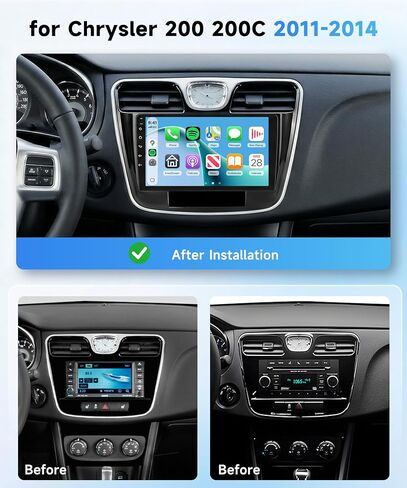4G+64G Car Radio Stereo for Chrysler 200 200C 2011-2014, 9inch IPS Touch Screen Android 15 Wireless CarPlay/Android Auto 32 EQ GPS WiFi 5.0Bluetooth FM/RDS SWC AHD Backup Camera in Saudi Arabia