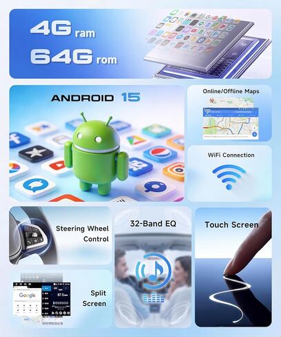 4G+64G Car Radio Stereo for Chrysler 200 200C 2011-2014, 9inch IPS Touch Screen Android 15 Wireless CarPlay/Android Auto 32 EQ GPS WiFi 5.0Bluetooth FM/RDS SWC AHD Backup Camera in Saudi Arabia