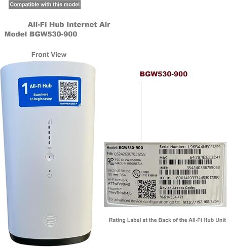 AC Adapter Compatible with AT&T All-Fi Hub Internet Air Model BGW530-900 in Saudi Arabia