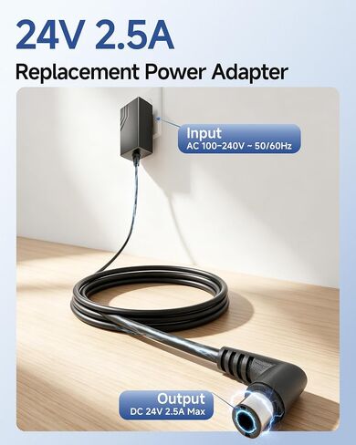 COMFIER 24V 2.5A Massage Device Charger Replacement, ETL Certified AC Adapter Power Cord Compatible CF-5001/5306/6413, Foot Leg Back Massager, 5.5 x 2.1mm DC Plug in Saudi Arabia
