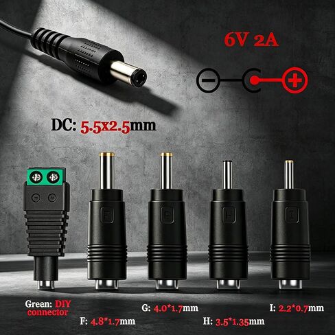 6V DC Power Supply, 6Volt 2A AC Power Adapter with 5 DC Plug, 5.5mm x 2.5mm in Saudi Arabia