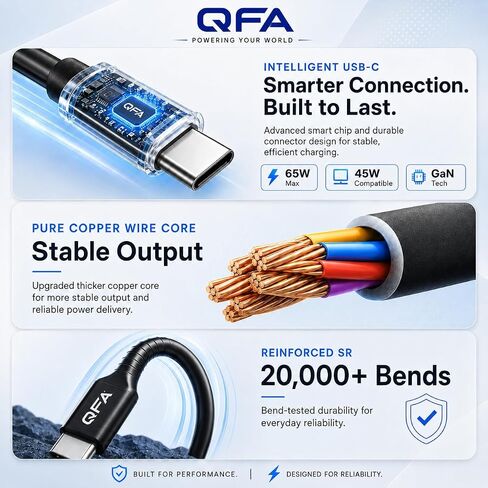 شاحن كمبيوتر محمول USB C بقوة 65 وات مدرج في قائمة QFA، ومحول طاقة من النوع C مدرج في قائمة UL in Kuwait