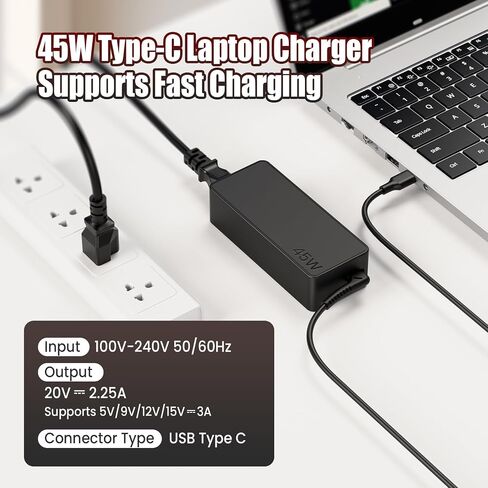 45W USB C Chromebook Charger Compatible with HP Chromebook 14 x360 11-ae 11-ea 14-ca, Lenovo 100e 300e 500e, Acer Spin 311 514, Samsung Chromebook 4 - VUOHOEG Type C PD Power Adapter in Kuwait
