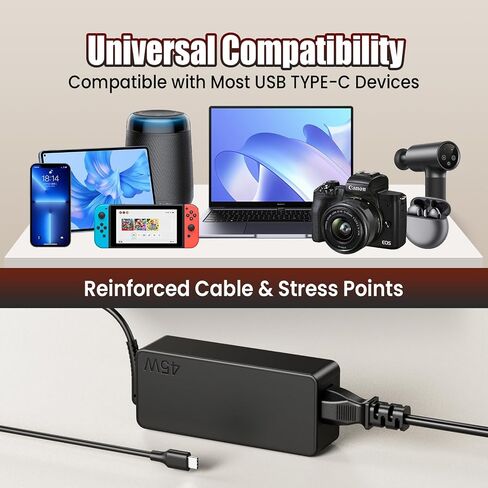 45W USB C Chromebook Charger Compatible with HP Chromebook 14 x360 11-ae 11-ea 14-ca, Lenovo 100e 300e 500e, Acer Spin 311 514, Samsung Chromebook 4 - VUOHOEG Type C PD Power Adapter in Kuwait