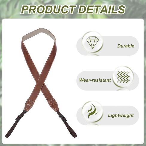 Camera Strap, PU Leather Adjustable Camera Neck Strap Digital Camera Shoulder Belt for Nikon Video Camcorder Monocular Photographers, Brown in Saudi Arabia