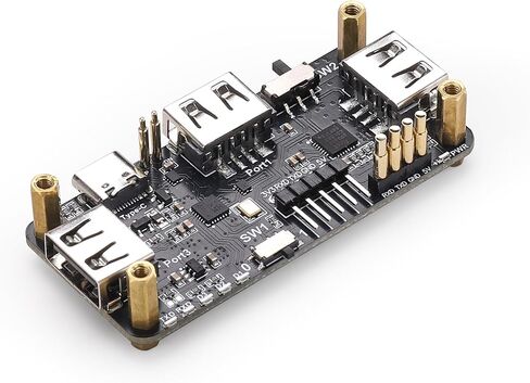 Pi USB HUB HAT for Raspberry Pi Zero, 3-Port-USB2.0 Expansion Board with USB-to-TTL, Compatible for Arduino/STM32, Type-C Dual Mode, Plug & Play GPIO Connection, TX/RX Indicators in Saudi Arabia