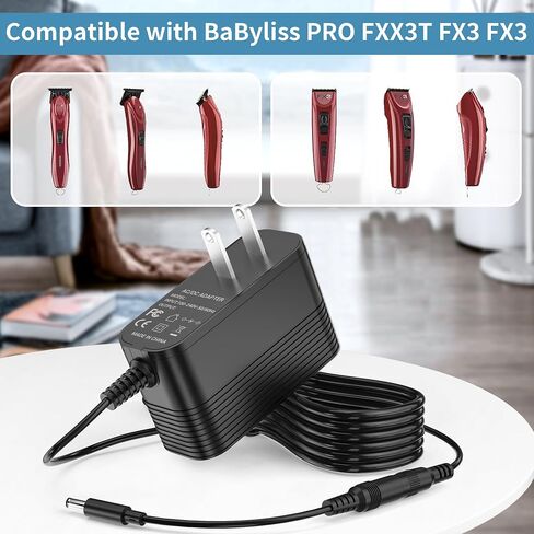 Charger for BaByliss PRO FX3 FXX3T Cordless Hair Trimmer, 12V Adapter Compatible with BaByliss PRO FX 3 FXX3C FX3C FX 3C for BabylissPro DSA-12PF09-12FUS 120100 (R) (T) Charger Adapter in Saudi Arabia