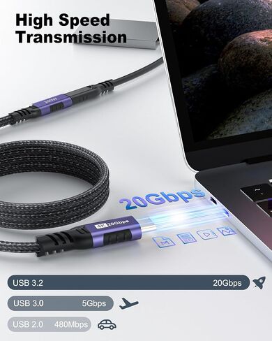 USB C Extension Cable 10ft, USBC 3.2 Male to Female Extension Cable in Saudi Arabia