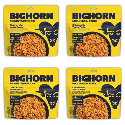 BIGHORN Mountain Food Chicken alla Vodka Pasta - contains 6 packs | 12 servings | 264g Protein | 4,200 Calories - premium freeze dried meals for backpacking food - dehydrated camping food for backpacking meals - ideal camping meals just add water - great  in Saudi Arabia