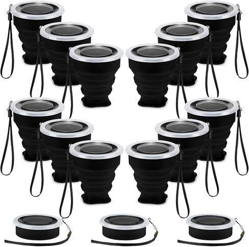 12 Pcs Silicone Collapsible Cup with Lid, 7.04 oz in Saudi Arabia