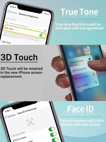 Ayake Screen Replacement for iPhone Xs Max, 6.5-inch FHD Display and Touch Digitizer Full Assembly (Face ID, 3D Touch, True Tone) in Saudi Arabia