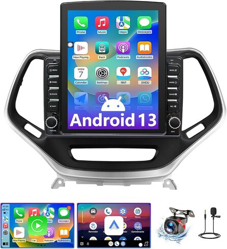 9.7 Inches Car Radio Compatible with Jeep Cherokee 2013-2018, 2+64G Car Stereo with Carplay/Android Auto/Bluetooth/SWC/FM/1080P Back-up Camera in Saudi Arabia