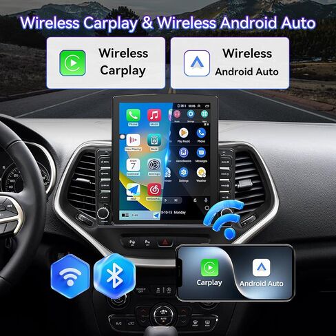 9.7 Inches Car Radio Compatible with Jeep Cherokee 2013-2018, 2+64G Car Stereo with Carplay/Android Auto/Bluetooth/SWC/FM/1080P Back-up Camera in Saudi Arabia