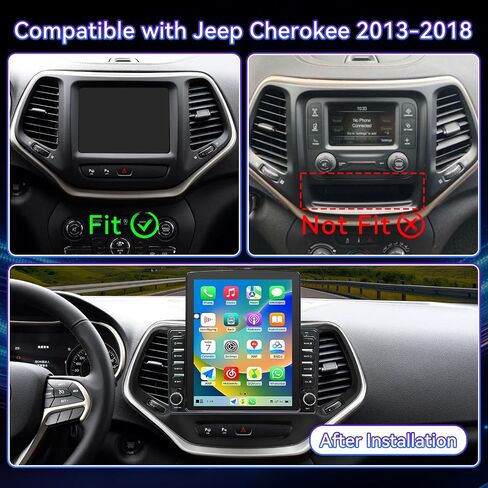 9.7 Inches Car Radio Compatible with Jeep Cherokee 2013-2018, 2+64G Car Stereo with Carplay/Android Auto/Bluetooth/SWC/FM/1080P Back-up Camera in Saudi Arabia