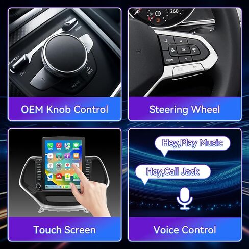 9.7 Inches Car Radio Compatible with Jeep Cherokee 2013-2018, 2+64G Car Stereo with Carplay/Android Auto/Bluetooth/SWC/FM/1080P Back-up Camera in Saudi Arabia