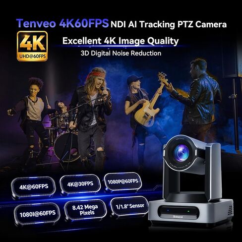 Tenveo 4K NDI PTZ Camera Bundle/Kits, 30X 4K 60FPS AI Auto Tracking NDI SDI/HDMI/USB3.0/LAN(PoE) PTZ Camera(*2) and NDI PTZ Joystick Controller with 7'' Quad-View Touchscreen for Church Events Stream in Saudi Arabia