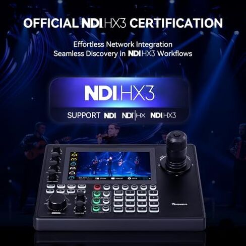Tenveo 4K NDI PTZ Camera Bundle/Kits, 30X 4K 60FPS AI Auto Tracking NDI SDI/HDMI/USB3.0/LAN(PoE) PTZ Camera(*2) and NDI PTZ Joystick Controller with 7'' Quad-View Touchscreen for Church Events Stream in Saudi Arabia