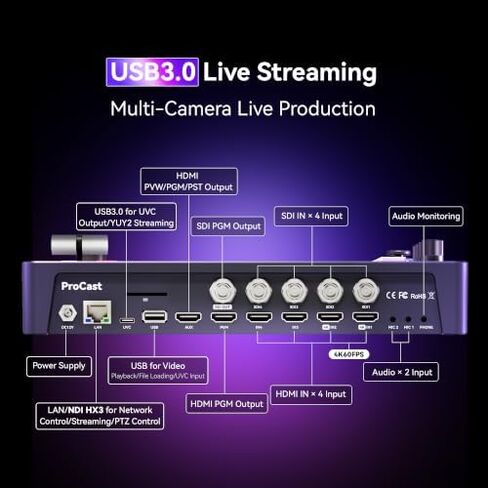 Tenveo PTZ Camera Bundle/Kits - 20X NDI AI Auto-Tracking PTZ Camera(2pcs) with HDMI/USB3.0/LAN(PoE), NDI PTZ Joystick Controller and 4K HDMI + SDI Video Switcher Mixer for Large Live Event Broadcasts in Saudi Arabia
