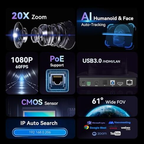 Tenveo PTZ Camera Bundle/Kits - 20X AI Auto-Tracking PTZ Camera(4pcs) with HDMI/USB3.0/LAN(PoE), NDI PTZ Joystick Controller and 4K HDMI + SDI Video Switcher Mixer for Live Broadcasts Large Events in Saudi Arabia