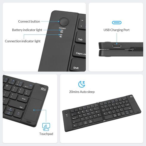 Rii RK808 Foldable Bluetooth Keyboard with Touchpad in Saudi Arabia