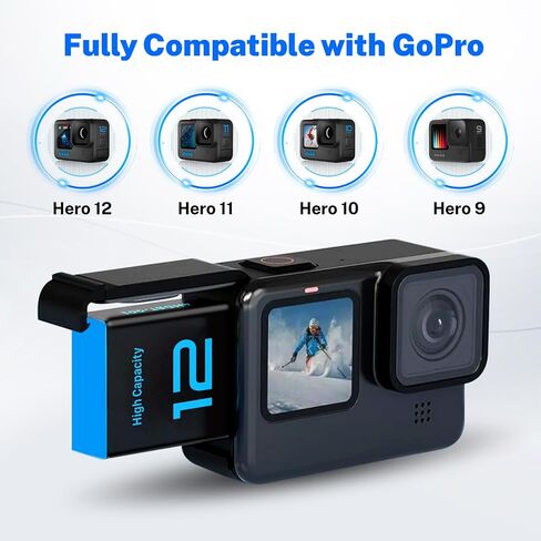 Replacement Batteries 2580mAh(3-Pack) for Gopro Hero 12/11/10/9 with 3-Channel Type-C Battery Charger Station in Saudi Arabia