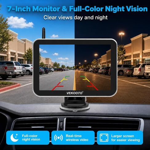 VEKOOTO KS7Pro Magnetic Solar Wireless Backup Camera, 7 Inch Monitor in Saudi Arabia