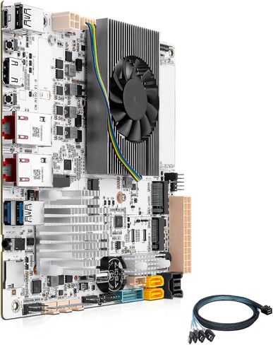 StoneStorm 6-Bay Mini-ITX 10Gbps NAS Motherboard with Fan, N150 4-core 4-Threads, Dual X550-AT2 10GbE RJ45 Ports, DDR5 MAX 48G, 3 x M.2 NVMe 2280, 6 x SATA, 4K Display, TF Slot, eMMC Socket in Saudi Arabia