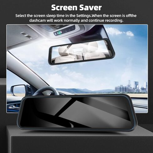 9.66" Mirror Dash Cam Night Vision,1080P Full HD Front and Rear View Mirror Camera for Cars,Dual Lens Cam with Loop Recording Streaming Media Motion Detection Parking Monitor Free 64 GB TF Card in Saudi Arabia