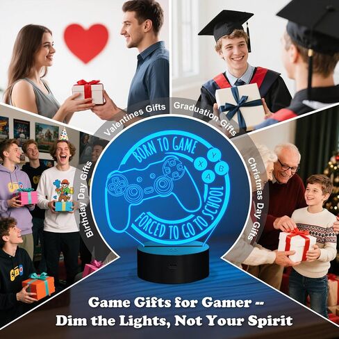 Anywin Game Night Light for Kids, Console Night Light Gift, Christmas & Birthday Gift for Boys, Him - Born to Game, Forced to Go to School Lamp in Saudi Arabia