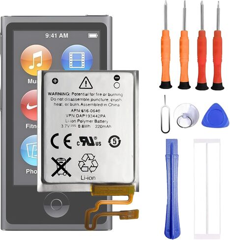 616-0640/616-0639 Battery Compatible with iPod Nano 7th Gen 16GB A1446 MD481LL/A Replacement Battery for with Repair Tool kit in Kuwait