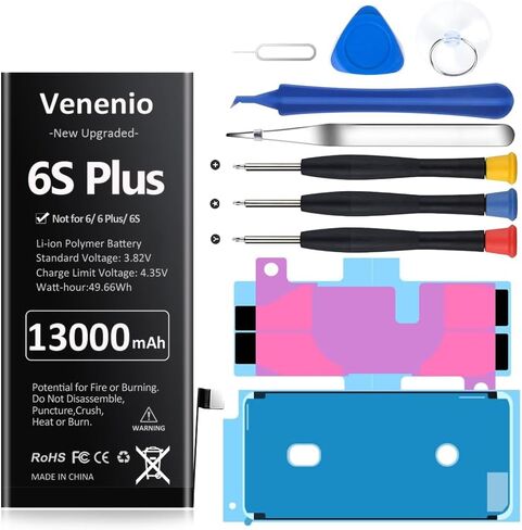 Battery for iPhone 6S Plus, [13000mAh] Ultra-High Capacity Battery Replacement for iPhone 6S Model A1633, A1688, A1700 with Complete Repair Tool kit in Kuwait