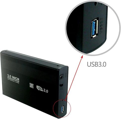 USB 3.0 إلى خارجي 3.5 بوصة HDD Case Dock SSD Box، أسود in Kuwait