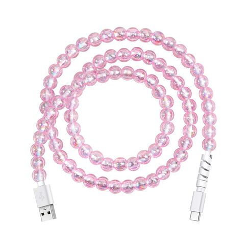 Coolden USB to USB C Cable 5FT Pink Iridescent Beaded USB C Charging Cable in Saudi Arabia
