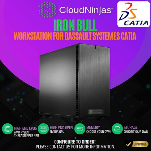 Cloud Ninjas Iron Bull AI Workstation Designed for Dassault Systemes Catia Ryzen Threadripper PRO 9975WX 4.0GHz 32 Core Geforce RTX PRO 6000 Blackwell Max Q Workstation 96GB GPU 256GB DDR5 4TB M.2 in Saudi Arabia