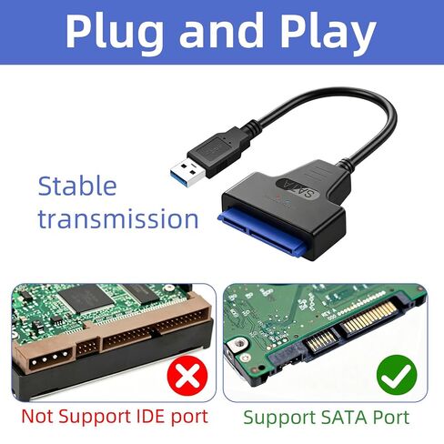 High Speed SATA to USB 3.0 Adapter Cable,USB to sata Adapter for 2.5"SSD & HDD，Hard Drive to USB Adapter，Hard Drive Reader in Saudi Arabia