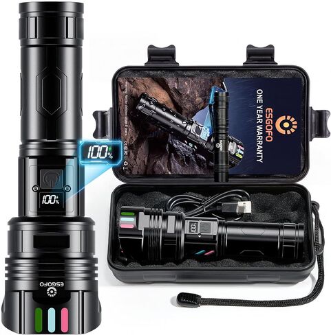 Super Bright Flashlight 100000 High Lumens USB C Rechargeable Strong LED in Kuwait