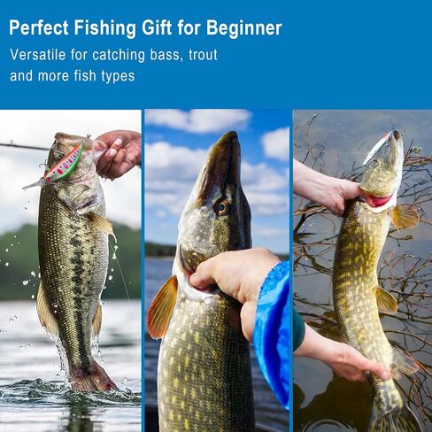 Fishing Lures Kit, Bass Lures Kit with Tackle Box Included Topwater Baits, Swimbaits,Complete Freshwater Fishing Gear Set for Beginners & Anglers in Saudi Arabia