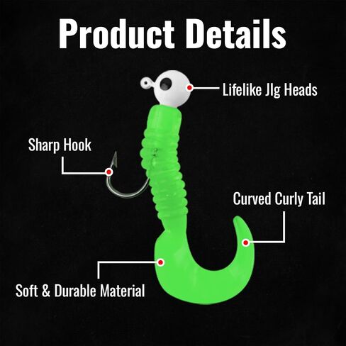 17PCS Crappie Lures Pre Rigged Soft Plastic Curly Grub Jigs Kit in Saudi Arabia