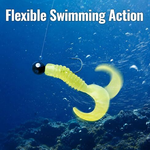 17PCS Crappie Lures Pre Rigged Soft Plastic Curly Grub Jigs Kit in Saudi Arabia