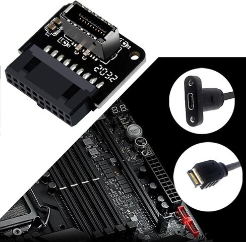 USB 3.0 Type C Adapter Mainboard Internal Header Adapter 24Pin Type to Type C Female Right Angle 90 Degree Extension Connector Suitable for in Saudi Arabia