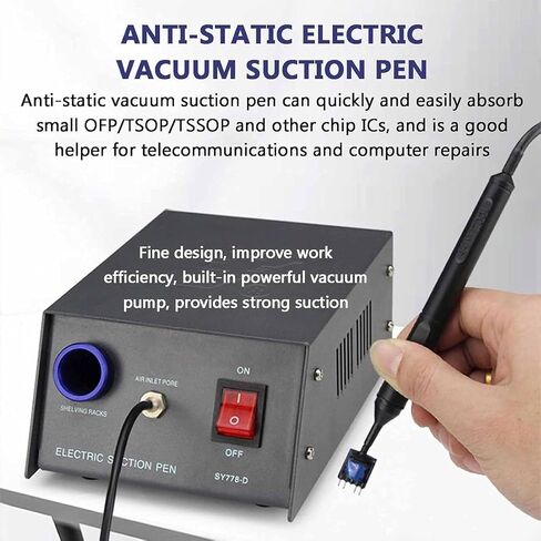 Electric Vacuum Suction Pen Set, Anti-Static Ic Chip Pickup Tool, with 2 Suction Needles and 6 Suction Cups, for Precision Component Placement, Telecommunications and Computer Repair in Saudi Arabia