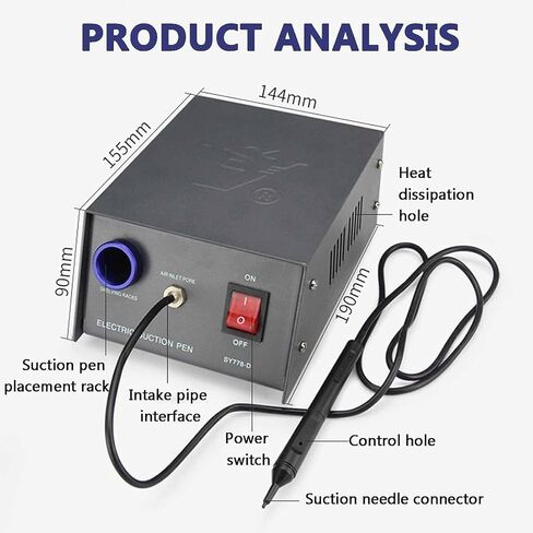 Electric Vacuum Suction Pen Set, Anti-Static Ic Chip Pickup Tool, with 2 Suction Needles and 6 Suction Cups, for Precision Component Placement, Telecommunications and Computer Repair in Saudi Arabia