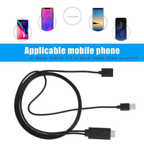 2 in 1 USB Female to HDMI Male Adapter, 1080P Female USB to Male HDMI Adapter, ABS HDTV Cable Cord Compatible with iOS, Android Mobile Phone in Saudi Arabia