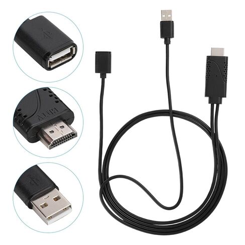 2 in 1 USB Female to HDMI Male Adapter, 1080P Female USB to Male HDMI Adapter, ABS HDTV Cable Cord Compatible with iOS, Android Mobile Phone in Saudi Arabia