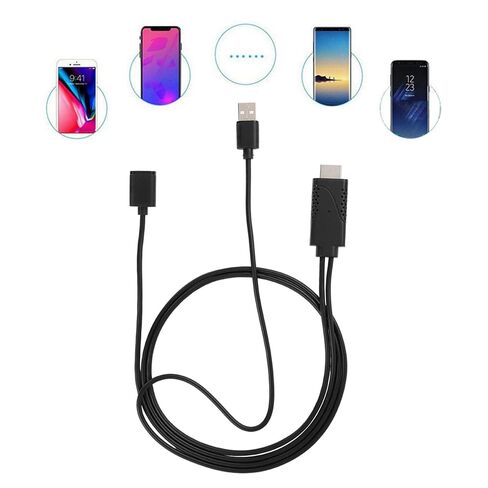 2 in 1 USB Female to HDMI Male Adapter, 1080P Female USB to Male HDMI Adapter, ABS HDTV Cable Cord Compatible with iOS, Android Mobile Phone in Saudi Arabia